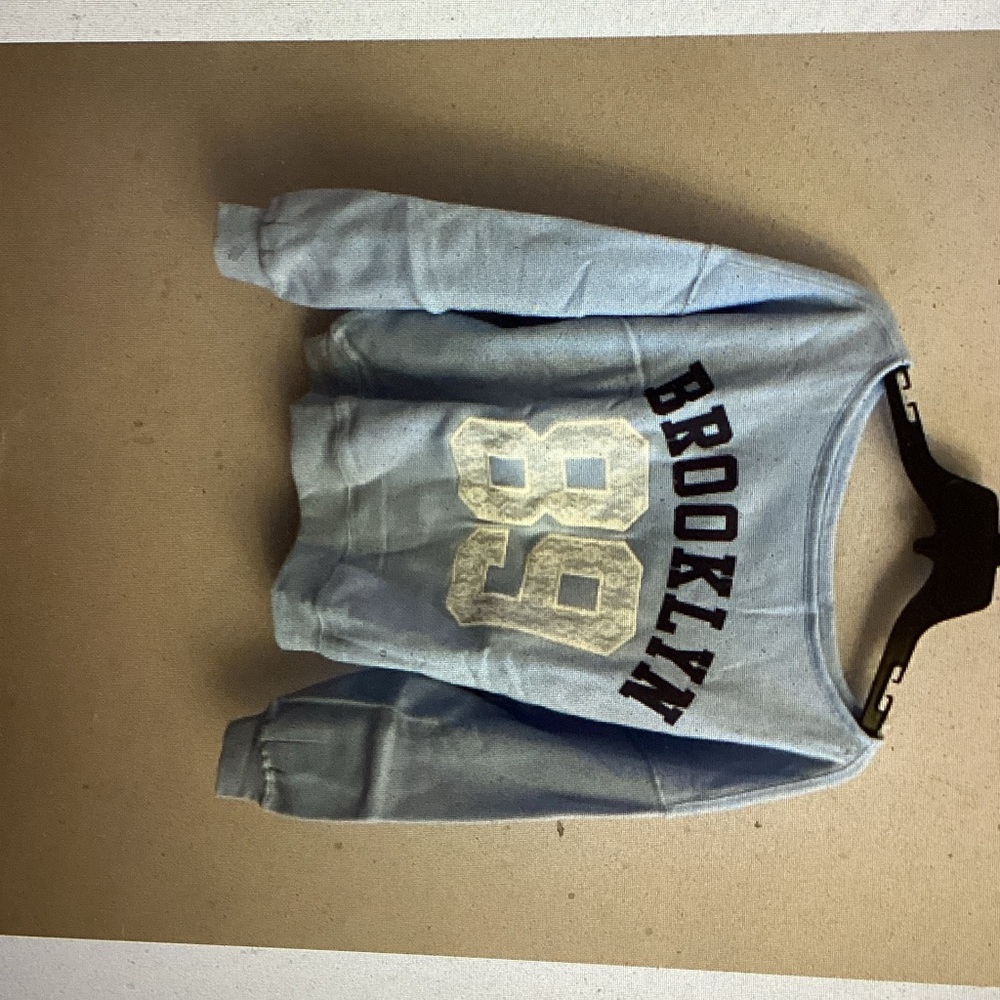 Brooklyn 89 Light Blue Lace Appliqué Sweatshirt (JUNIORS)
